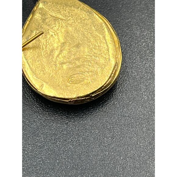 Susan Shaw Vintage Handcast 24k Gold Plated Teardrop Genuine Quartz Earrings - Picture 8 of 13